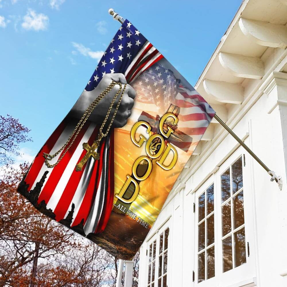 Christian Garden Flags, God Is Good All The Time Christian Cross American Flag, Christian House Flags, Christian Cross Flag, Faith Flag