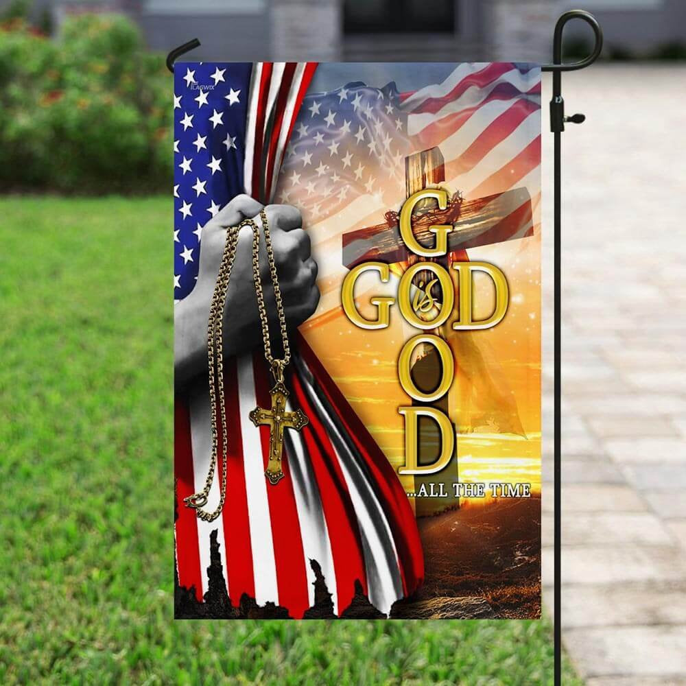 Christian Garden Flags, God Is Good All The Time Christian Cross American Flag, Christian House Flags, Christian Cross Flag, Faith Flag