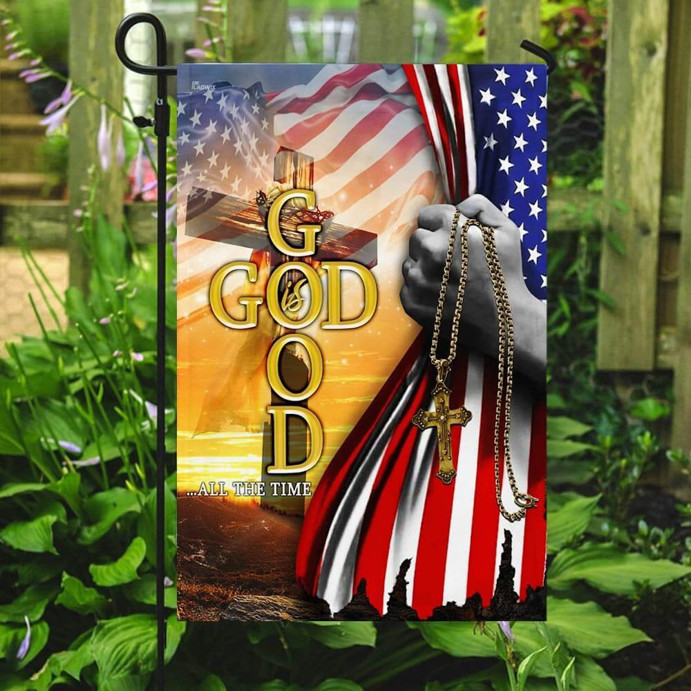 Christian Garden Flags, God Is Good All The Time Christian Cross American Flag, Christian House Flags, Christian Cross Flag, Faith Flag