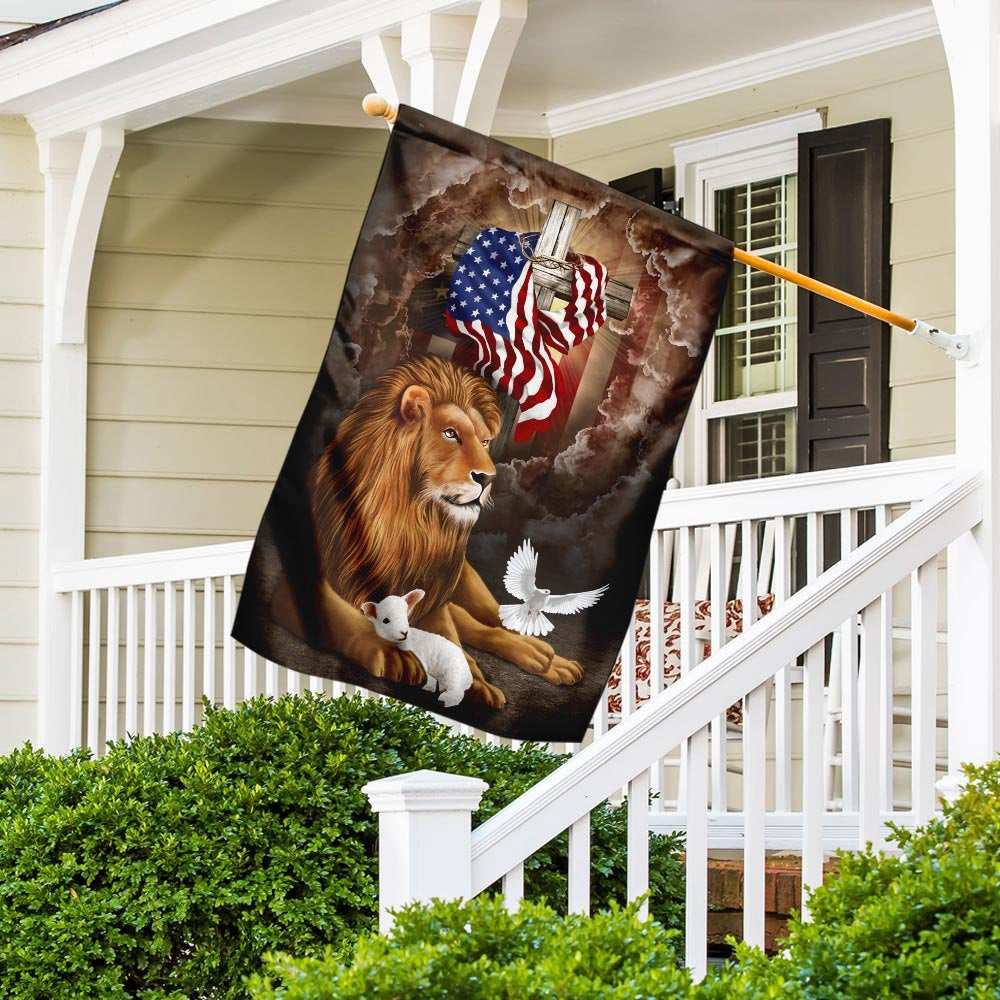 Christian Garden Flags, God Lion Cross American Flag, Christian House Flags, Christian Cross Flag, Faith Flag
