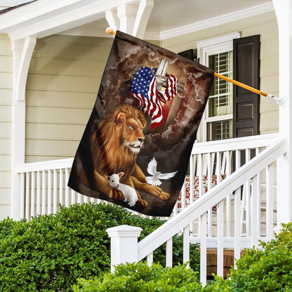 Christian Garden Flags, God Lion Cross American Flag, Christian House Flags, Christian Cross Flag, Faith Flag