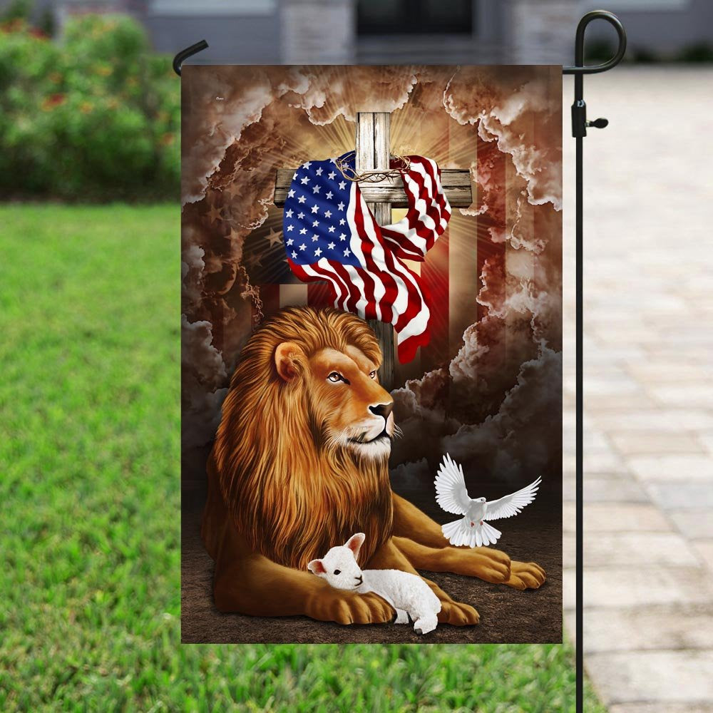 Christian Garden Flags, God Lion Cross American Flag, Christian House Flags, Christian Cross Flag, Faith Flag