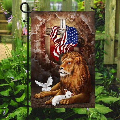Christian Garden Flags, God Lion Cross American Flag, Christian House Flags, Christian Cross Flag, Faith Flag