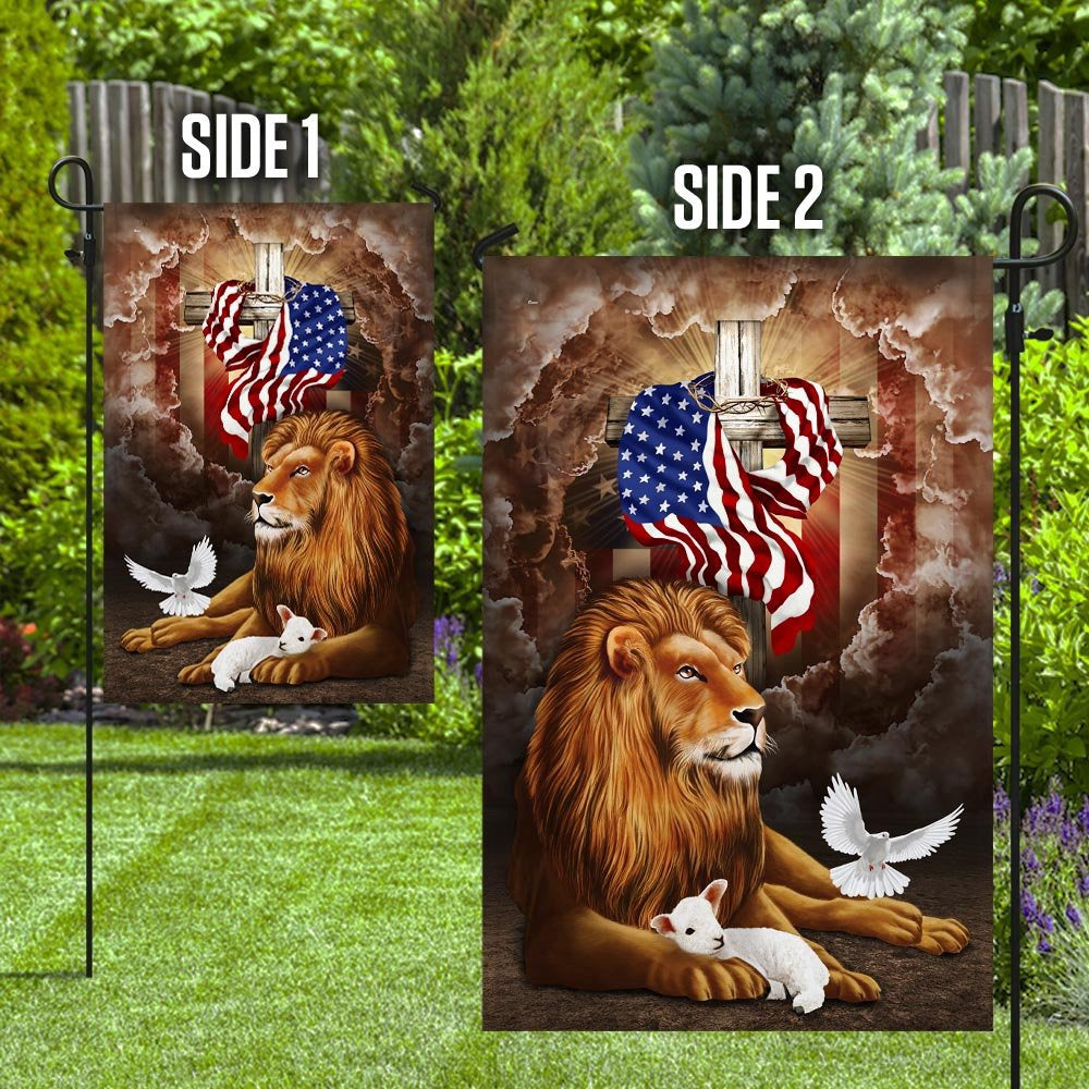 Christian Garden Flags, God Lion Cross American Flag, Christian House Flags, Christian Cross Flag, Faith Flag