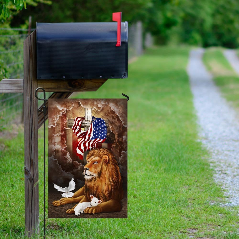 Christian Garden Flags, God Lion Cross American Flag, Christian House Flags, Christian Cross Flag, Faith Flag