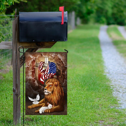 Christian Garden Flags, God Lion Cross American Flag, Christian House Flags, Christian Cross Flag, Faith Flag