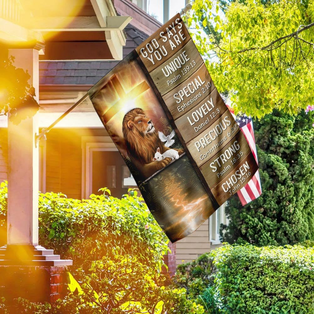 Christian Garden Flags, God Says You Are Lion &amp Lamb Flag, Christian House Flags, Christian Cross Flag, Faith Flag