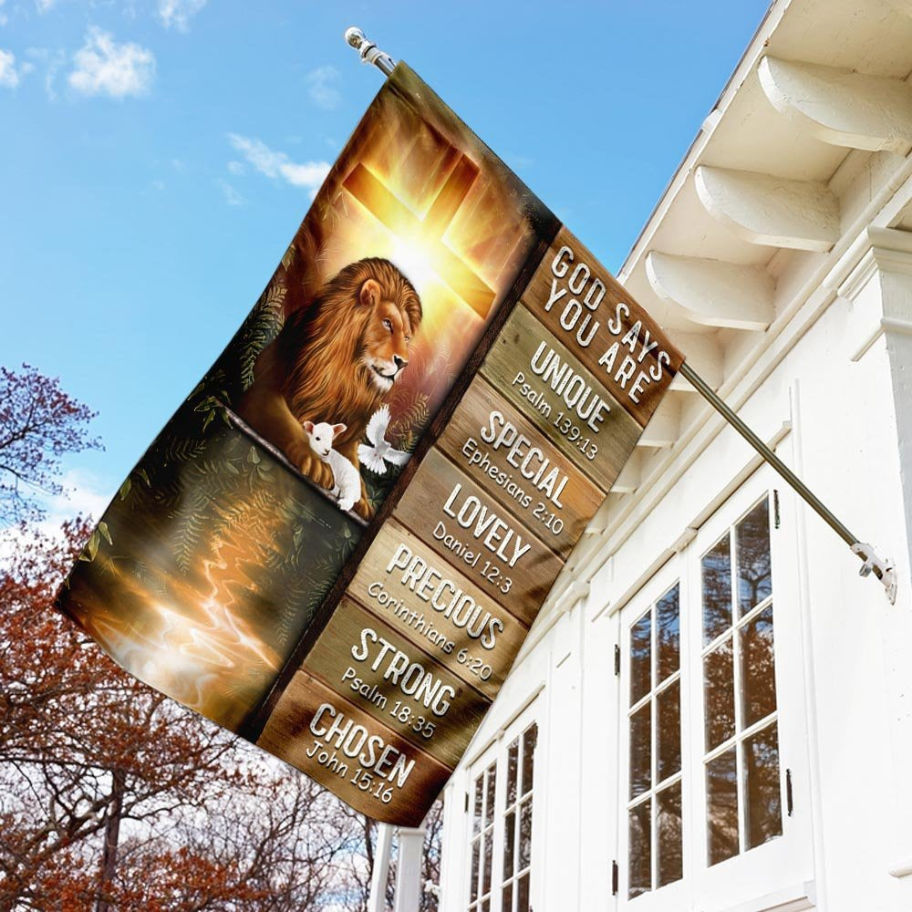 Christian Garden Flags, God Says You Are Lion &amp Lamb Flag, Christian House Flags, Christian Cross Flag, Faith Flag