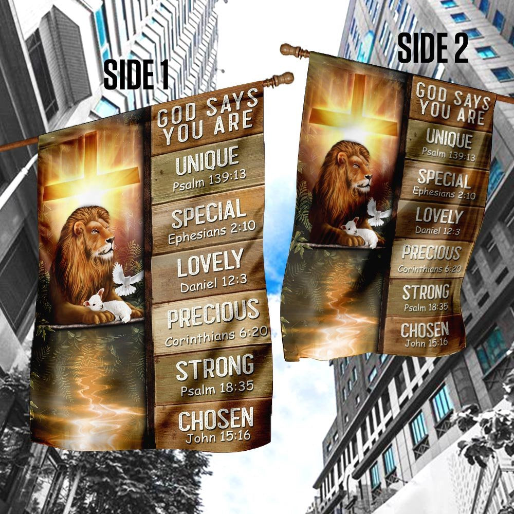 Christian Garden Flags, God Says You Are Lion &amp Lamb Flag, Christian House Flags, Christian Cross Flag, Faith Flag