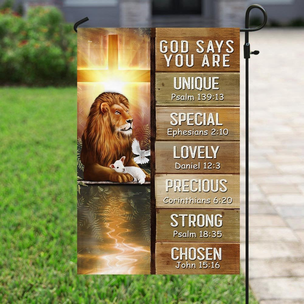 Christian Garden Flags, God Says You Are Lion &amp Lamb Flag, Christian House Flags, Christian Cross Flag, Faith Flag
