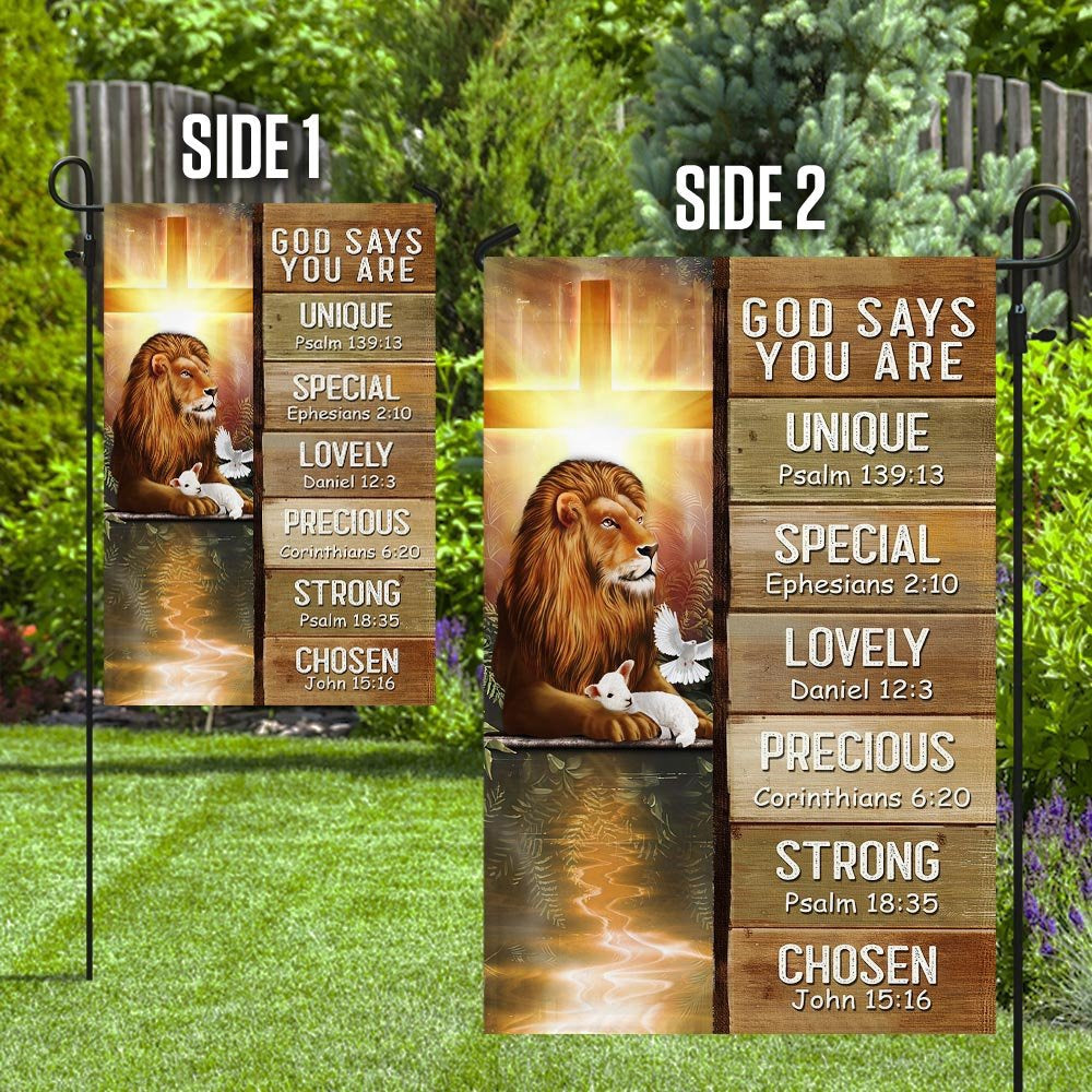 Christian Garden Flags, God Says You Are Lion &amp Lamb Flag, Christian House Flags, Christian Cross Flag, Faith Flag