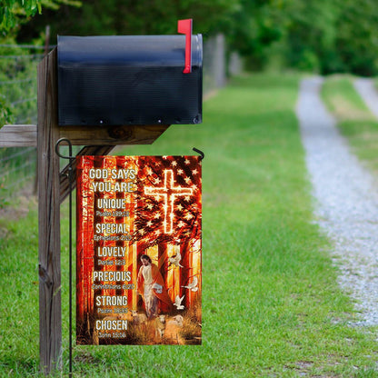 Christian Garden Flags, God Says You Are Unique Special Lovely Precious Strong Chosen Flag, Christian House Flags, Christian Cross Flag, Faith Flag