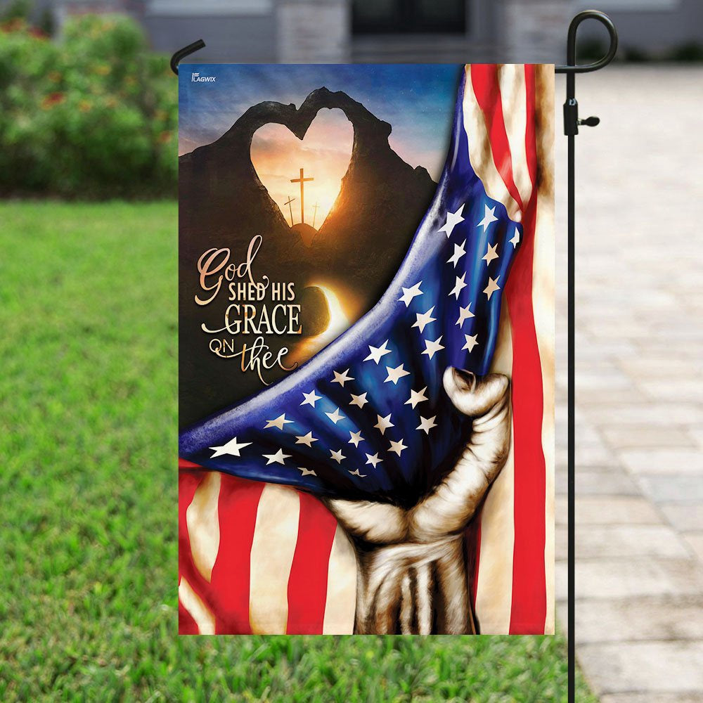 Christian Garden Flags, God Shed His Grace On Thee Flag, Christian House Flags, Christian Cross Flag, Faith Flag