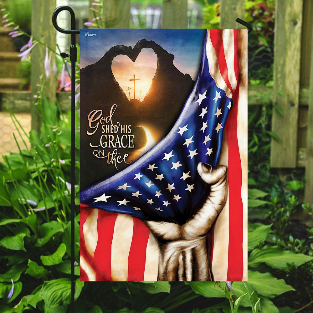 Christian Garden Flags, God Shed His Grace On Thee Flag, Christian House Flags, Christian Cross Flag, Faith Flag