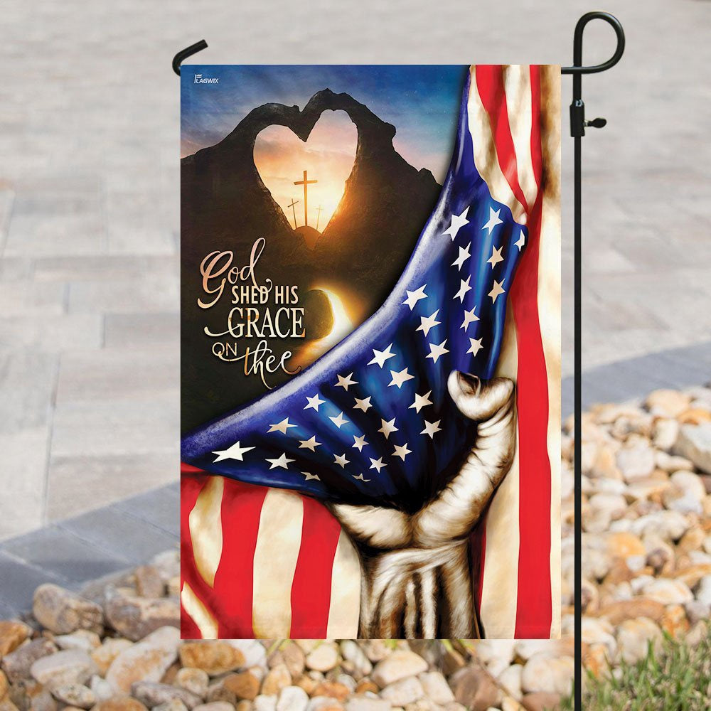 Christian Garden Flags, God Shed His Grace On Thee Flag, Christian House Flags, Christian Cross Flag, Faith Flag