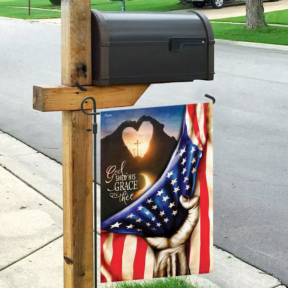 Christian Garden Flags, God Shed His Grace On Thee Flag, Christian House Flags, Christian Cross Flag, Faith Flag