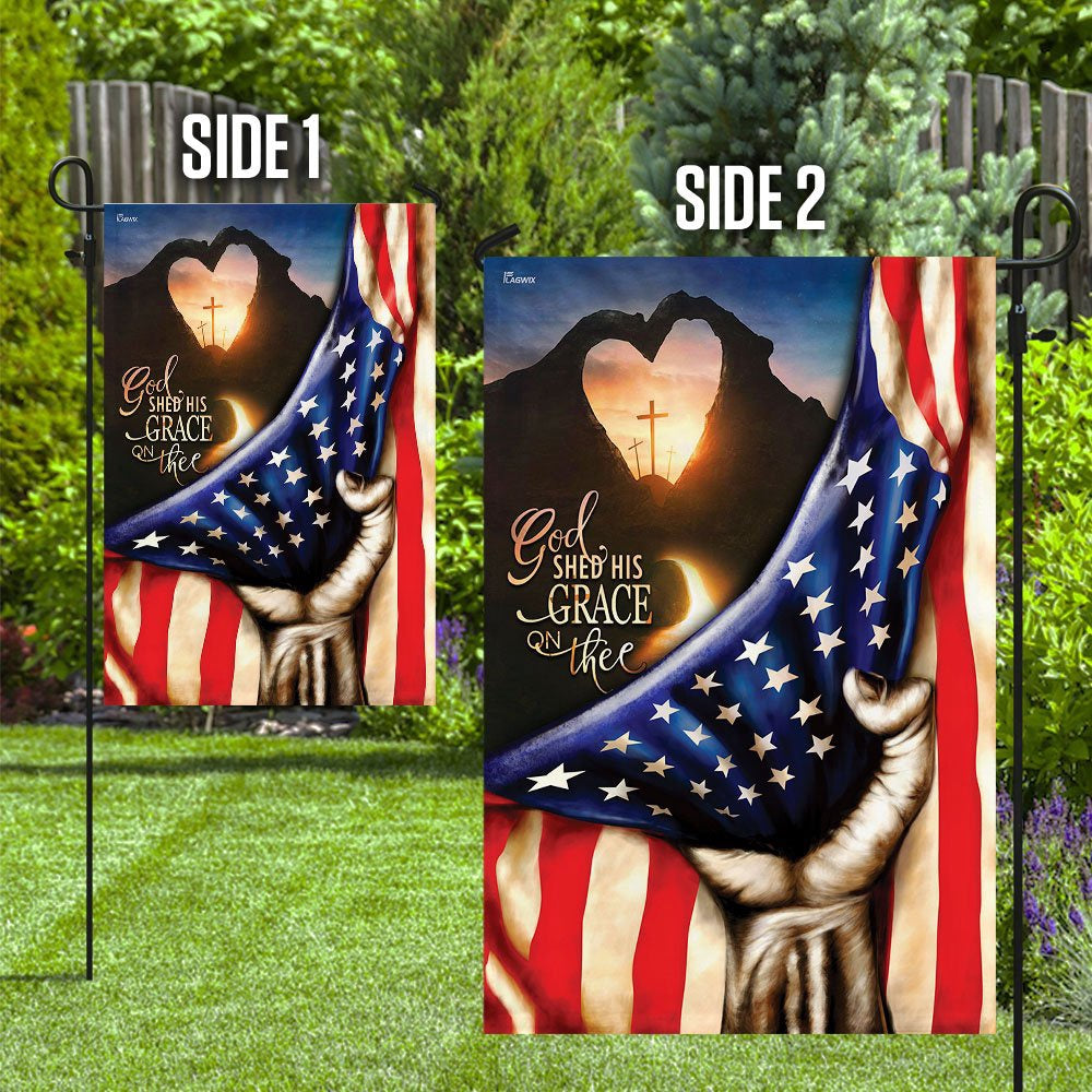 Christian Garden Flags, God Shed His Grace On Thee Flag, Christian House Flags, Christian Cross Flag, Faith Flag