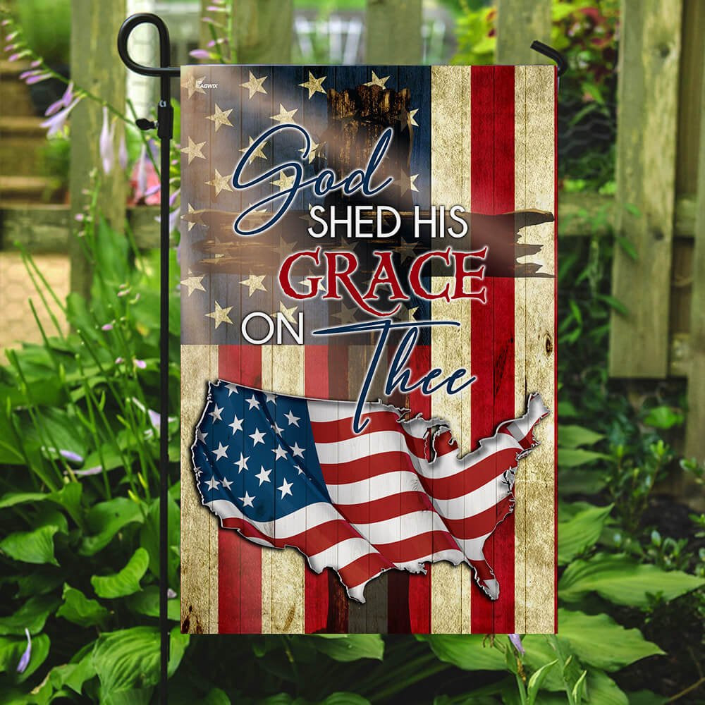 Christian Garden Flags, God Shed His Grace On Thee Flag, Christian House Flags, Christian Cross Flag, Faith Flag