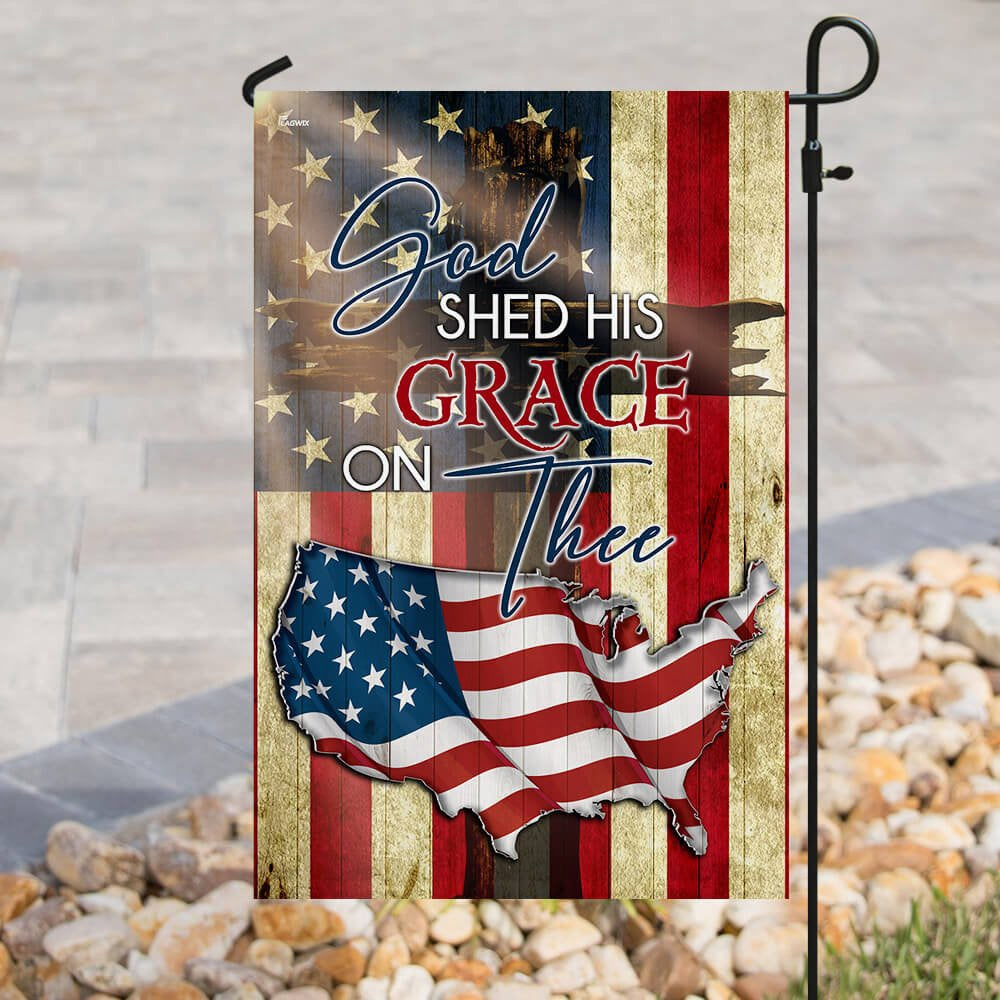 Christian Garden Flags, God Shed His Grace On Thee Flag, Christian House Flags, Christian Cross Flag, Faith Flag