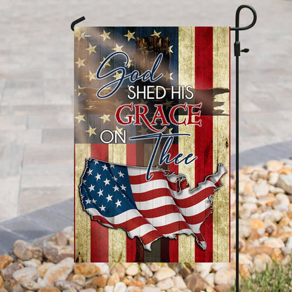 Christian Garden Flags, God Shed His Grace On Thee Flag, Christian House Flags, Christian Cross Flag, Faith Flag