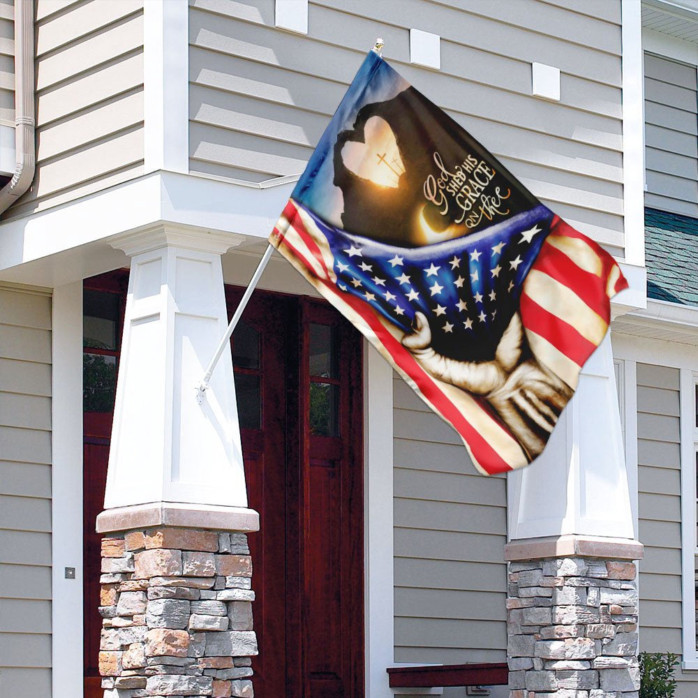 Christian Garden Flags, God Shed His Grace On Thee Flag, Christian House Flags, Christian Cross Flag, Faith Flag