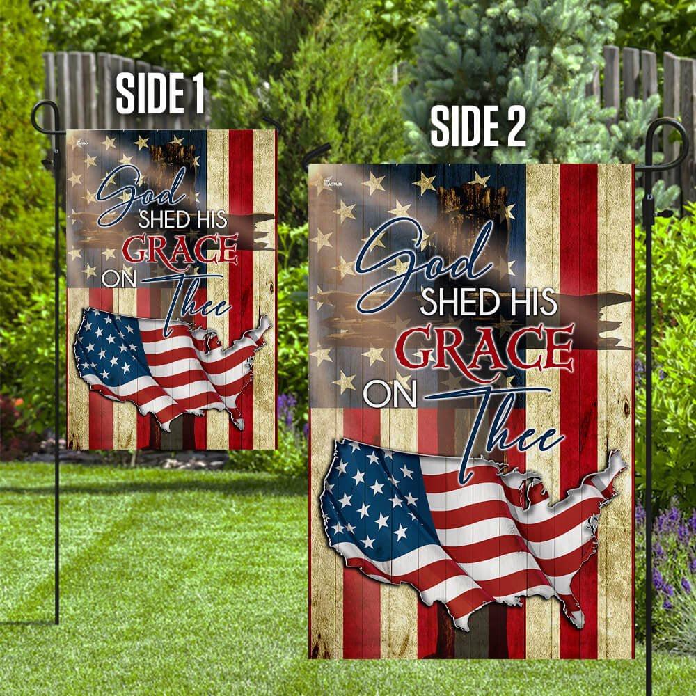 Christian Garden Flags, God Shed His Grace On Thee Flag, Christian House Flags, Christian Cross Flag, Faith Flag