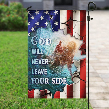 Christian Garden Flags, God Will Never Leave Your Side American US Flag, Christian House Flags, Christian Cross Flag, Faith Flag