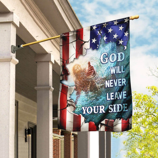 Christian Garden Flags, God Will Never Leave Your Side American US Flag, Christian House Flags, Christian Cross Flag, Faith Flag