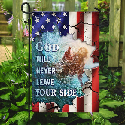 Christian Garden Flags, God Will Never Leave Your Side American US Flag, Christian House Flags, Christian Cross Flag, Faith Flag