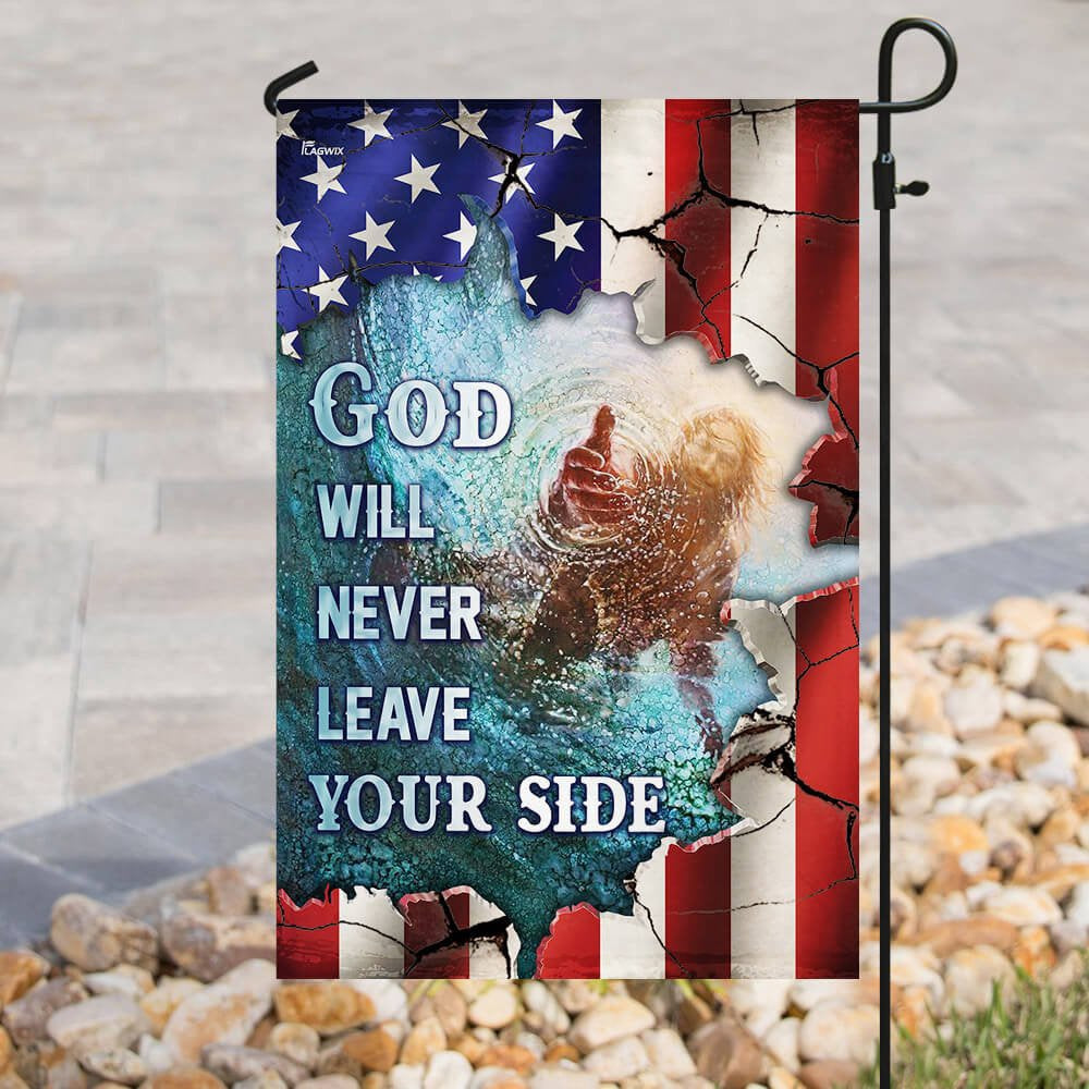 Christian Garden Flags, God Will Never Leave Your Side American US Flag, Christian House Flags, Christian Cross Flag, Faith Flag