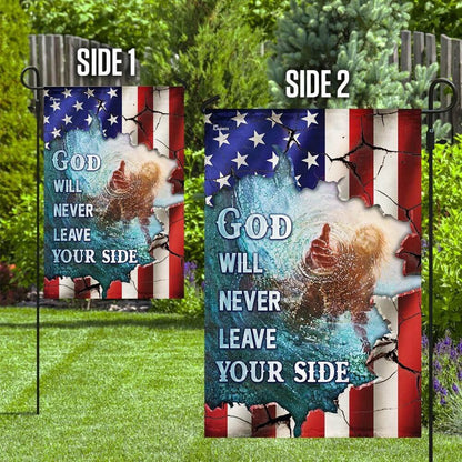 Christian Garden Flags, God Will Never Leave Your Side American US Flag, Christian House Flags, Christian Cross Flag, Faith Flag