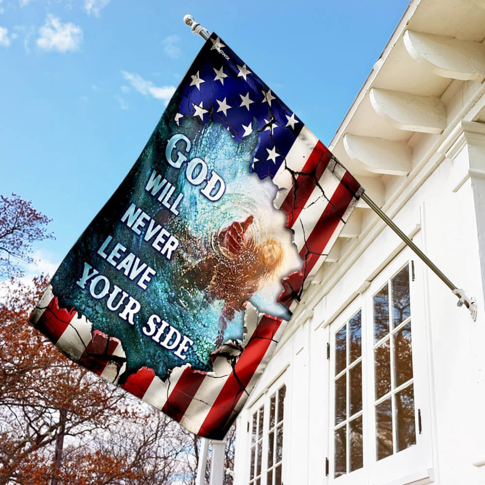 Christian Garden Flags, God Will Never Leave Your Side American US Flag, Christian House Flags, Christian Cross Flag, Faith Flag