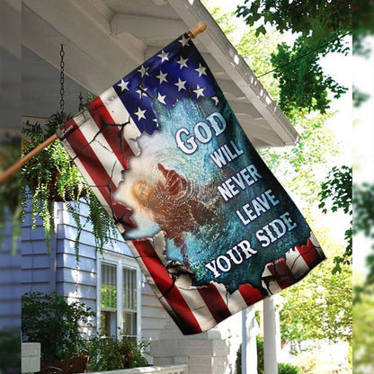 Christian Garden Flags, God Will Never Leave Your Side American US Flag, Christian House Flags, Christian Cross Flag, Faith Flag
