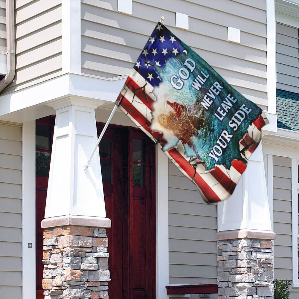 Christian Garden Flags, God Will Never Leave Your Side American US Flag, Christian House Flags, Christian Cross Flag, Faith Flag