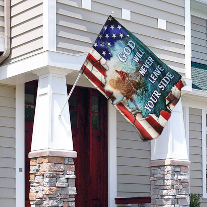 Christian Garden Flags, God Will Never Leave Your Side American US Flag, Christian House Flags, Christian Cross Flag, Faith Flag