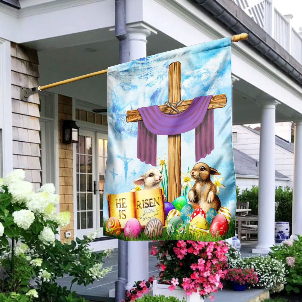 Christian Garden Flags, Happy Easter He Is Risen Flag, Christian House Flags, Christian Cross Flag, Faith Flag