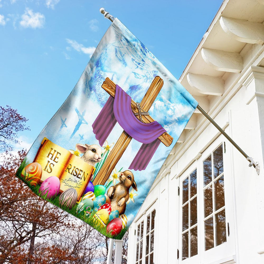 Christian Garden Flags, Happy Easter He Is Risen Flag, Christian House Flags, Christian Cross Flag, Faith Flag