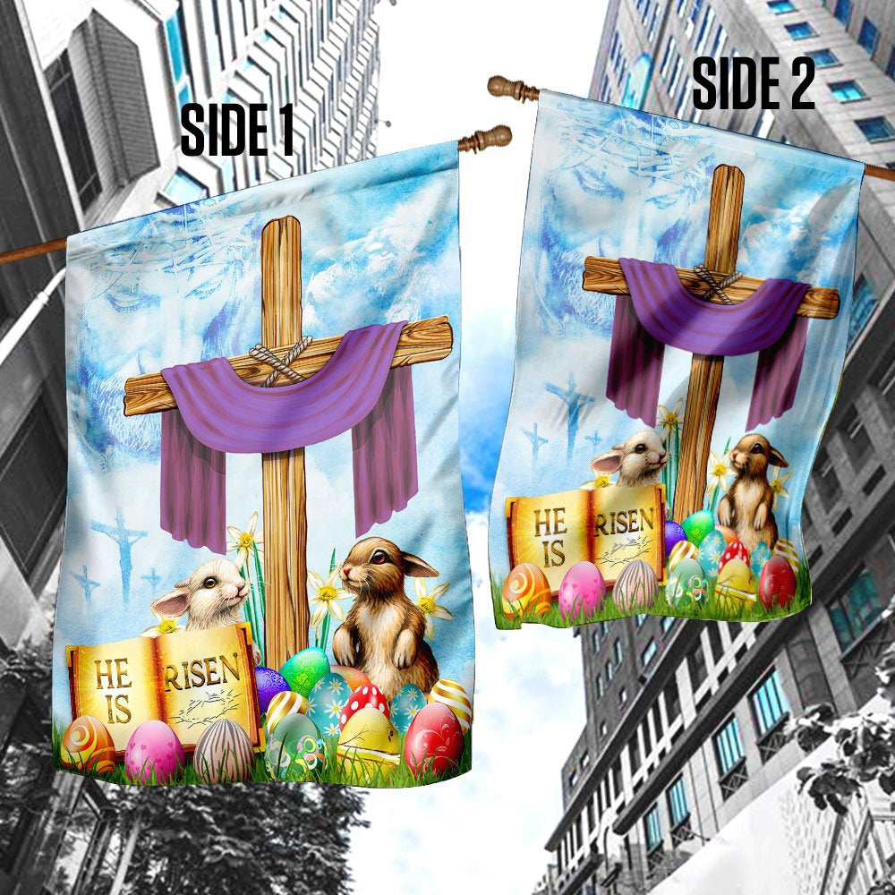 Christian Garden Flags, Happy Easter He Is Risen Flag, Christian House Flags, Christian Cross Flag, Faith Flag