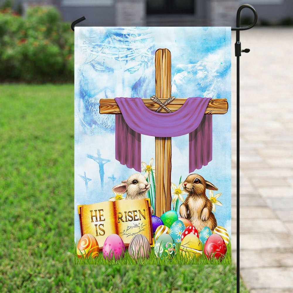 Christian Garden Flags, Happy Easter He Is Risen Flag, Christian House Flags, Christian Cross Flag, Faith Flag