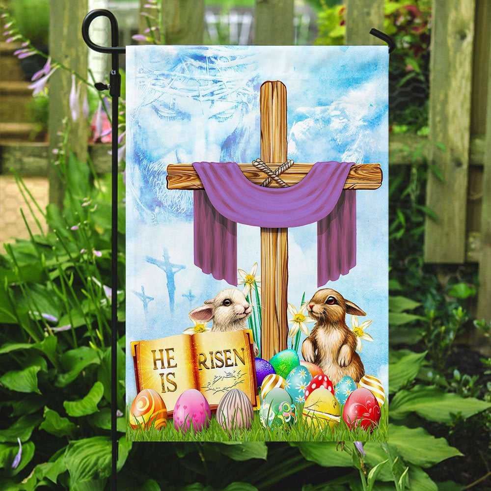 Christian Garden Flags, Happy Easter He Is Risen Flag, Christian House Flags, Christian Cross Flag, Faith Flag