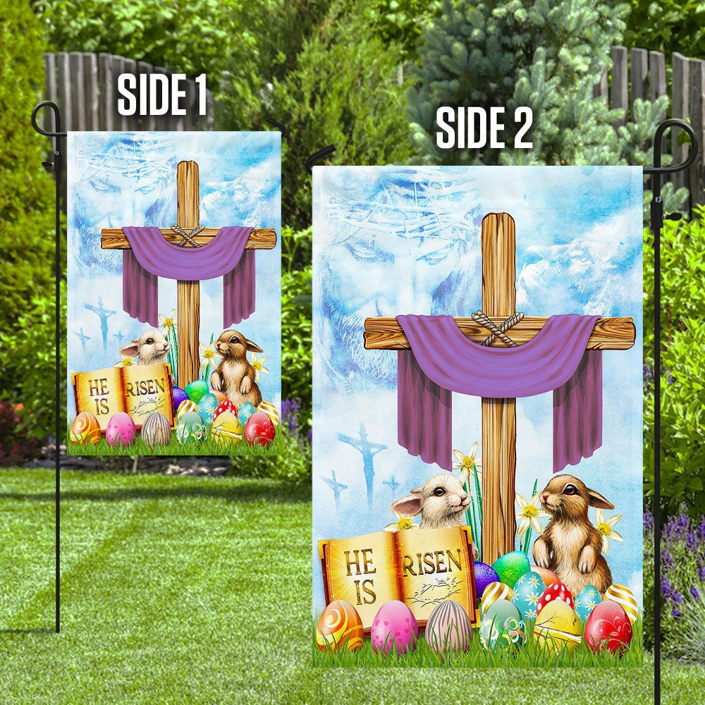 Christian Garden Flags, Happy Easter He Is Risen Flag, Christian House Flags, Christian Cross Flag, Faith Flag