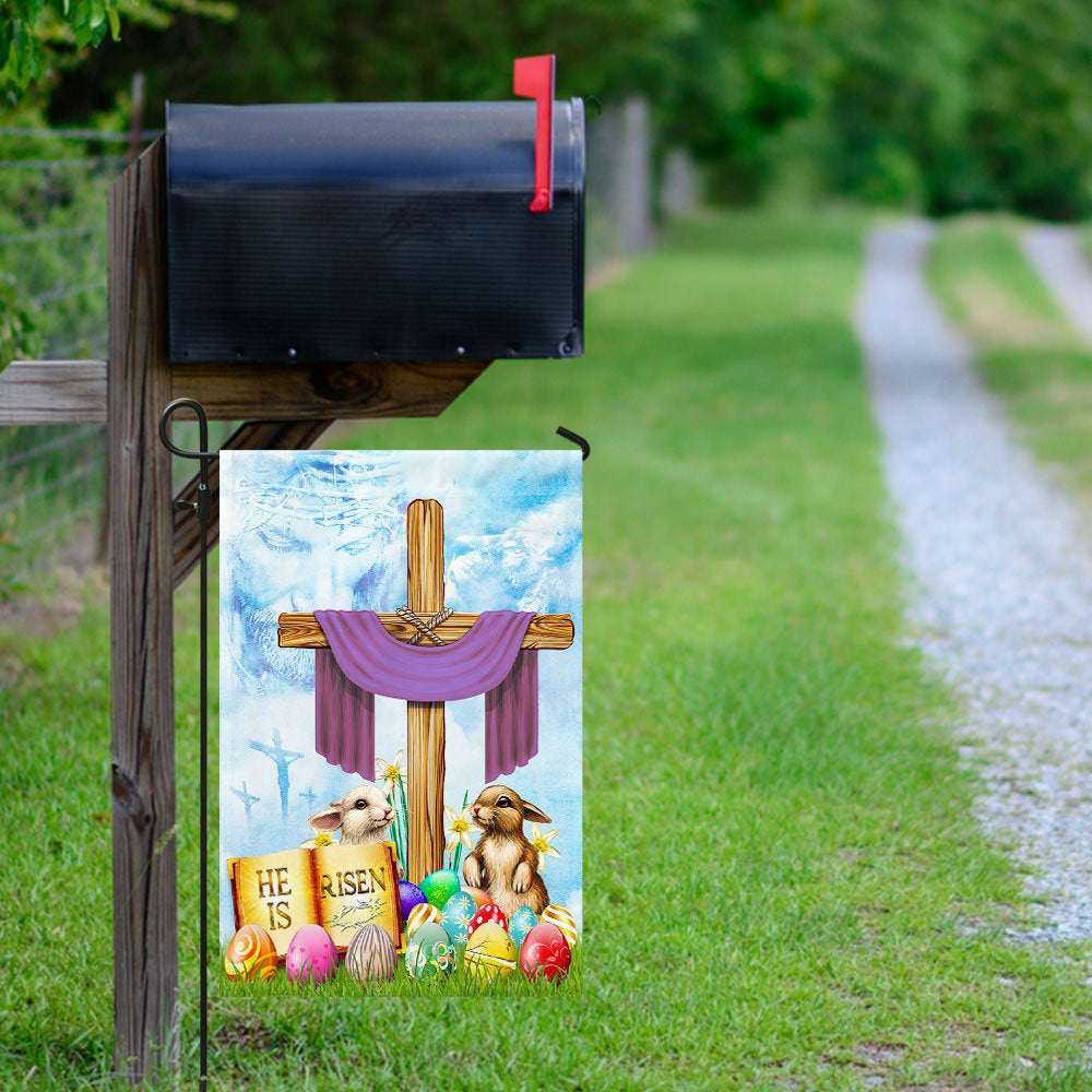 Christian Garden Flags, Happy Easter He Is Risen Flag, Christian House Flags, Christian Cross Flag, Faith Flag