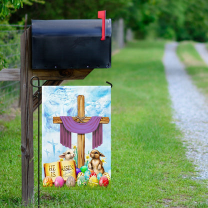 Christian Garden Flags, Happy Easter He Is Risen Flag, Christian House Flags, Christian Cross Flag, Faith Flag