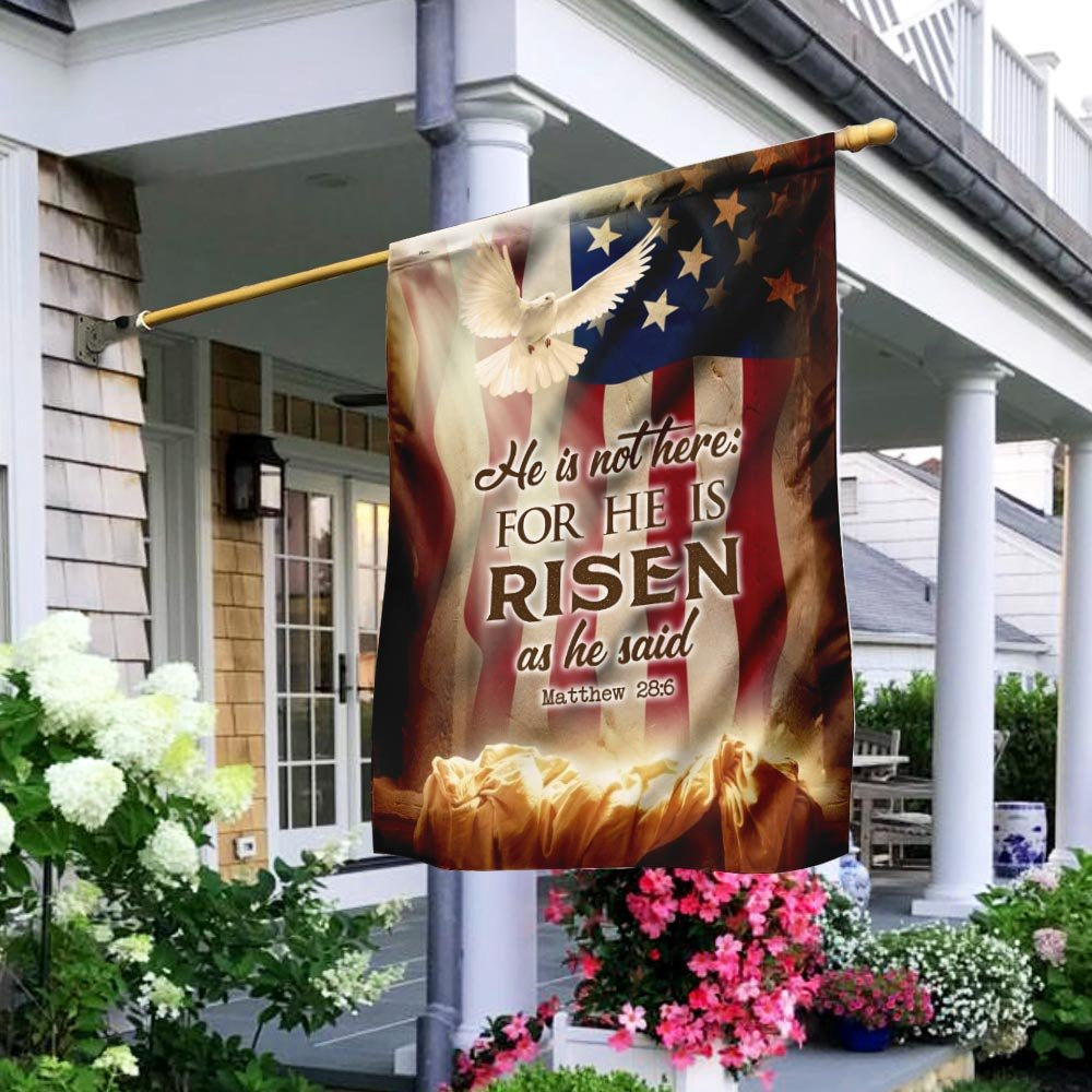 Christian Garden Flags, He Is Not Here As He He Risen Jesus Resurrection Easter Flag, Christian House Flags, Christian Cross Flag, Faith Flag
