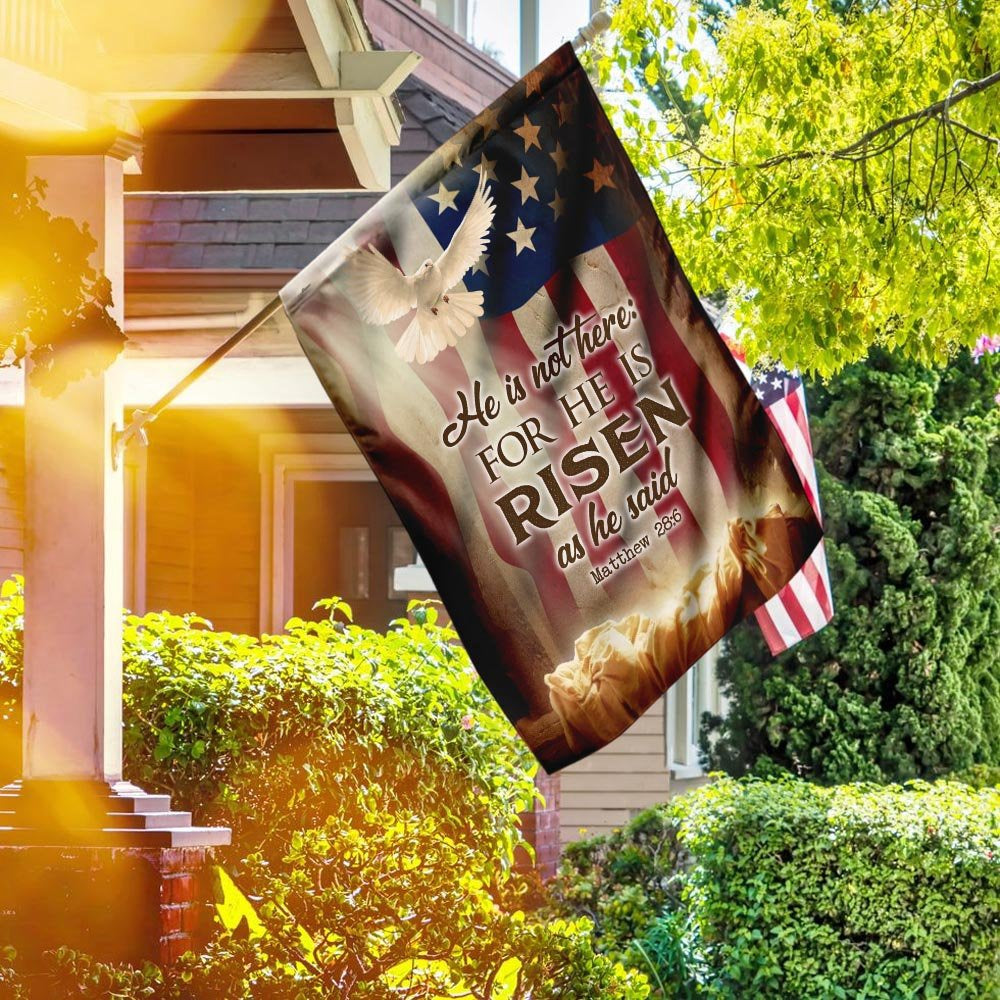 Christian Garden Flags, He Is Not Here As He He Risen Jesus Resurrection Easter Flag, Christian House Flags, Christian Cross Flag, Faith Flag