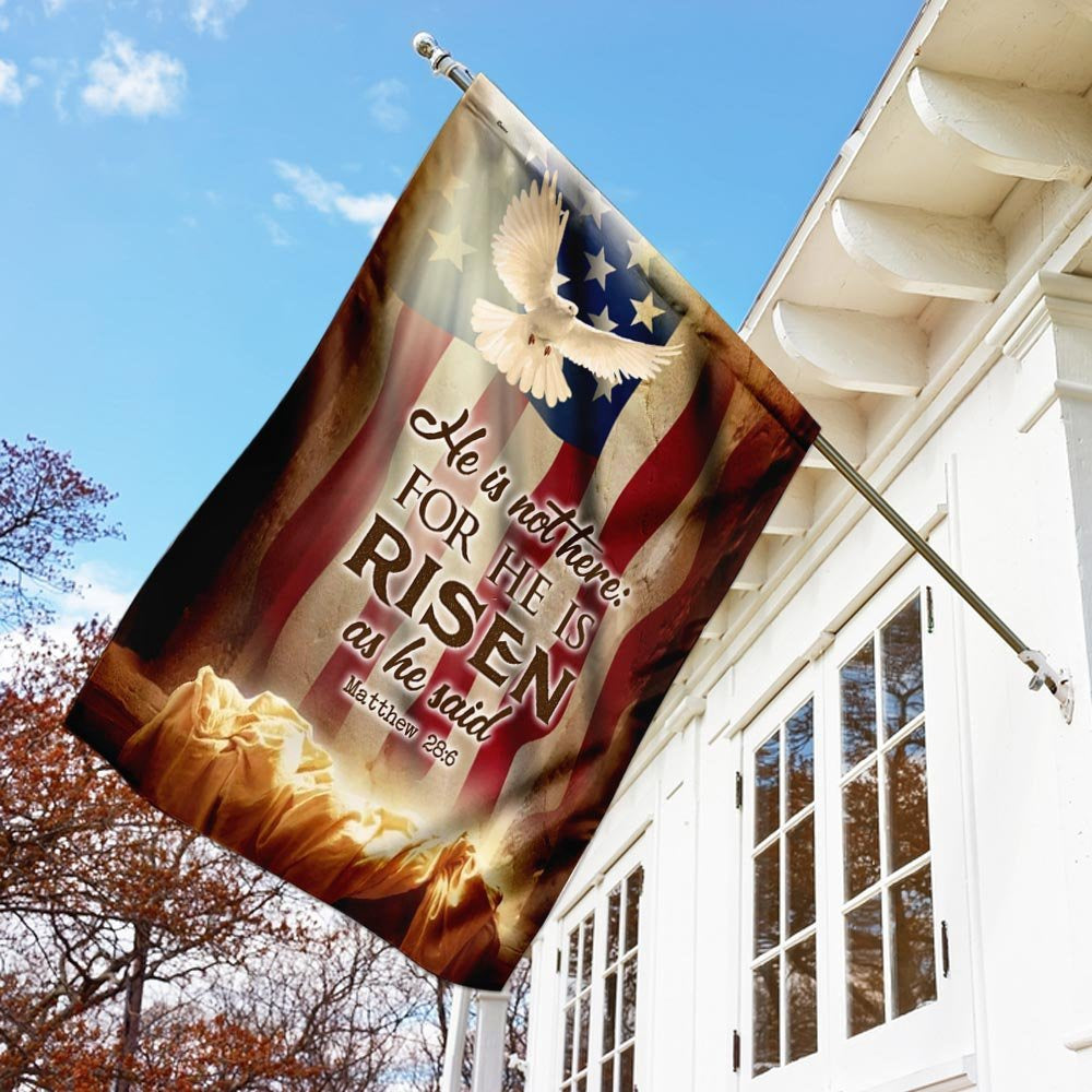 Christian Garden Flags, He Is Not Here As He He Risen Jesus Resurrection Easter Flag, Christian House Flags, Christian Cross Flag, Faith Flag