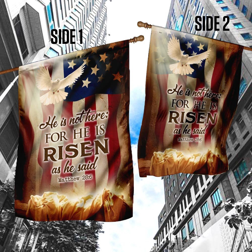 Christian Garden Flags, He Is Not Here As He He Risen Jesus Resurrection Easter Flag, Christian House Flags, Christian Cross Flag, Faith Flag