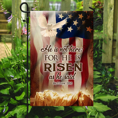 Christian Garden Flags, He Is Not Here As He He Risen Jesus Resurrection Easter Flag, Christian House Flags, Christian Cross Flag, Faith Flag