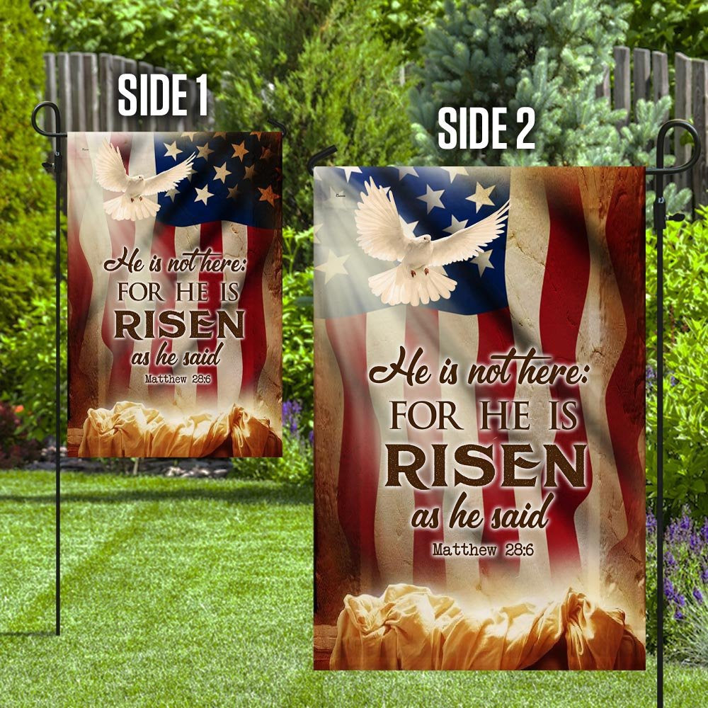 Christian Garden Flags, He Is Not Here As He He Risen Jesus Resurrection Easter Flag, Christian House Flags, Christian Cross Flag, Faith Flag