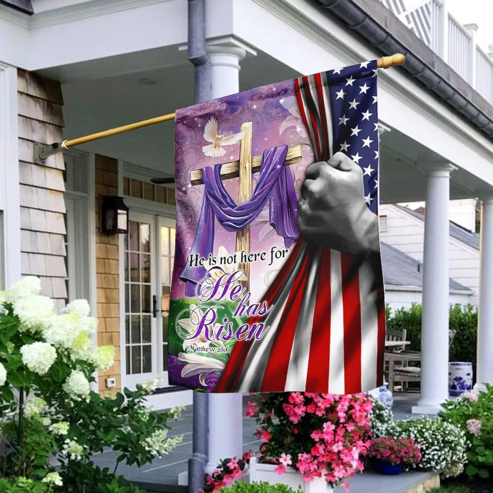 Christian Garden Flags, He Is Not Here For He Has Risen Flag, Christian House Flags, Christian Cross Flag, Faith Flag